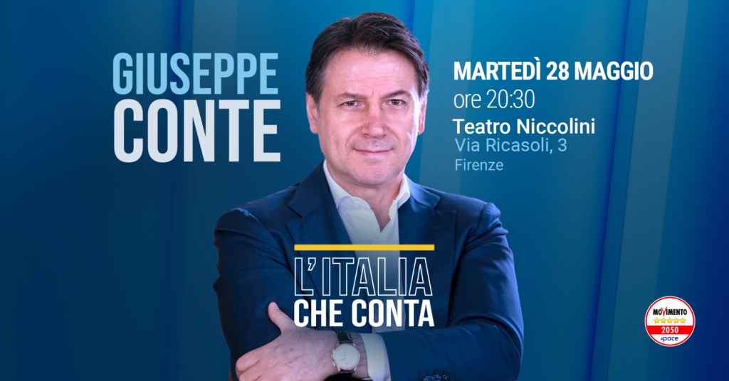 Giuseppe Conte a Firenze: martedì 28 Maggio ore 20.30 presso il teatro Niccolini